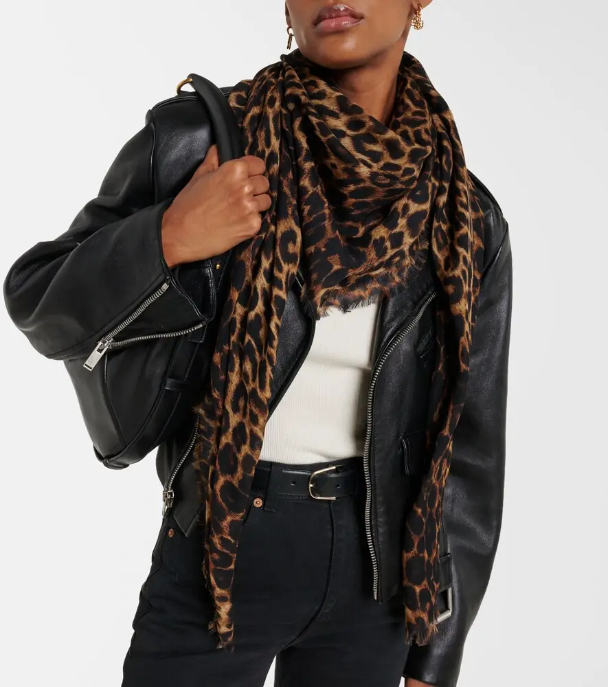 Saint Laurent Leopard-print wool scarf | Thumbnail 4