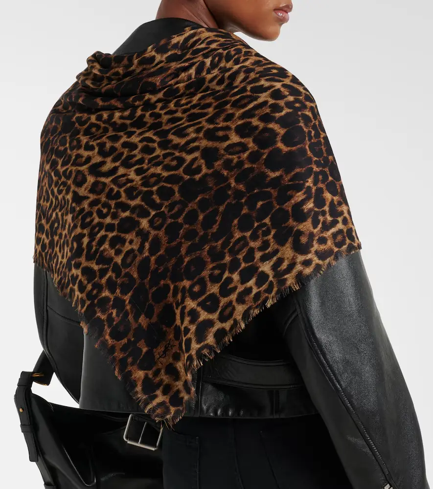 Saint Laurent Leopard-print wool scarf | Thumbnail 5