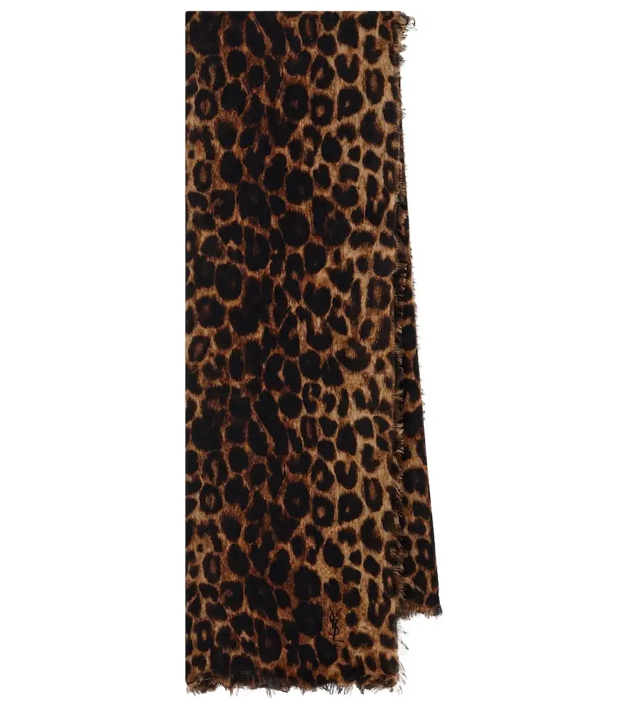 Saint Laurent Leopard-print wool scarf | Image 1 Saint Laurent Leopard-print wool scarf | Image 1