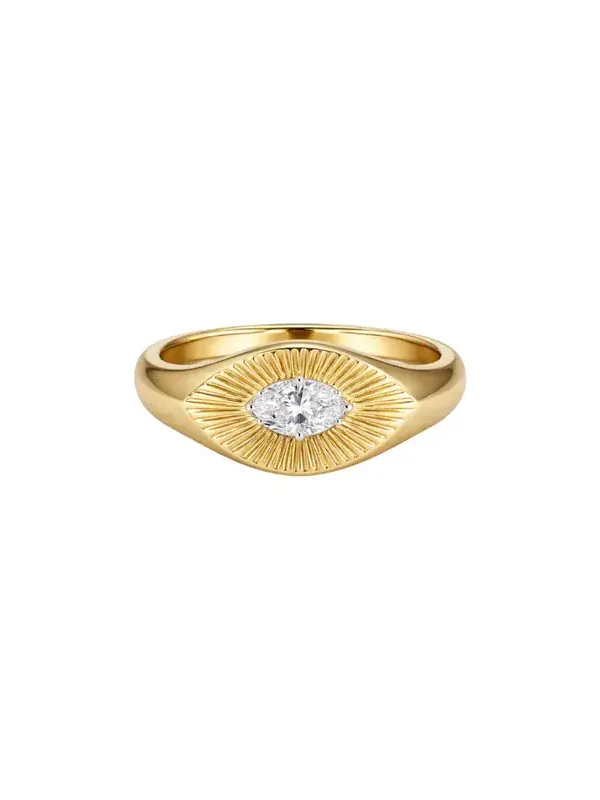 0.31ct Diamond 18K Gold Marquise Fluted Signet Ring 0.31ct Diamond 18K Gold Marquise Fluted Signet Ring