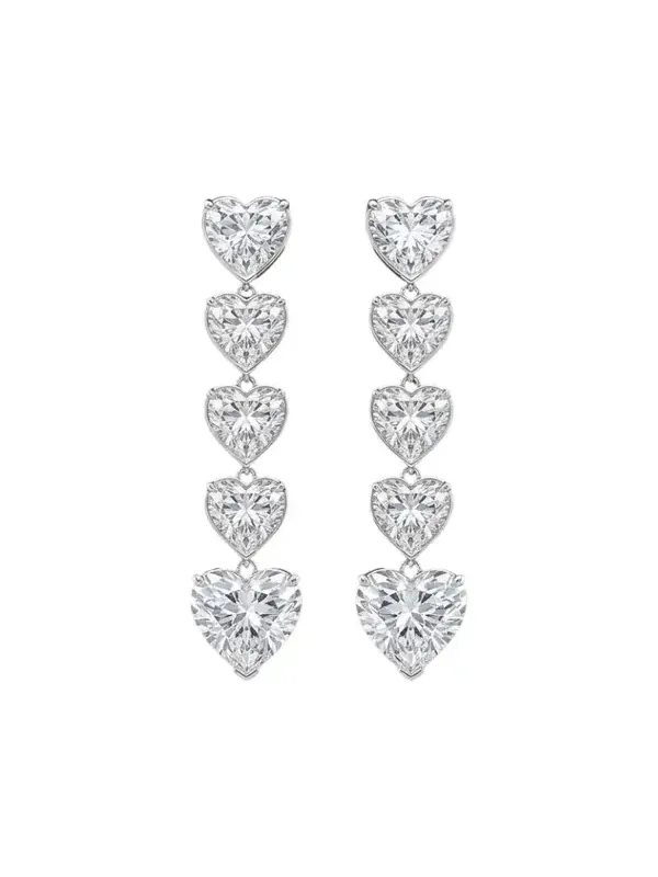 6.60ct Diamond 18K Gold Heart Linear Dangle Earrings 6.60ct Diamond 18K Gold Heart Linear Dangle Earrings