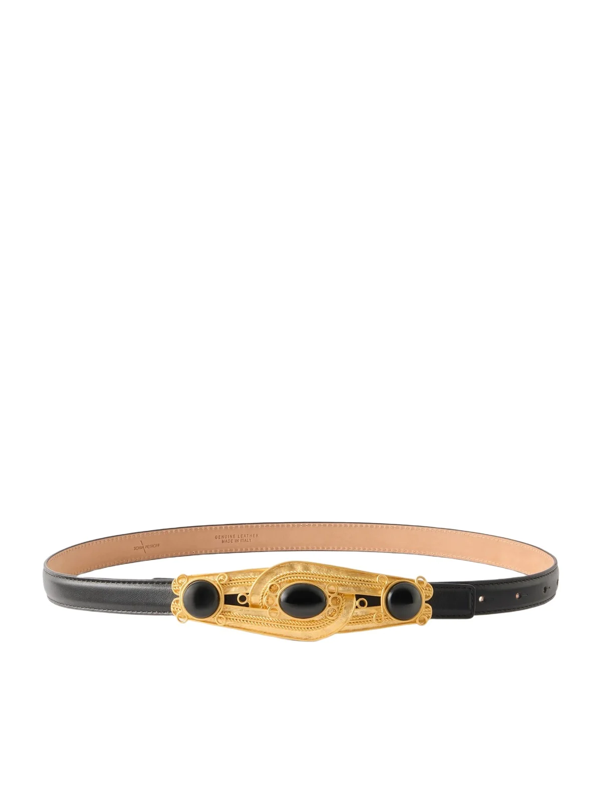 Eterna Gold-tone, Leather And Resin Belt - Black Eterna Gold-tone, Leather And Resin Belt - Black