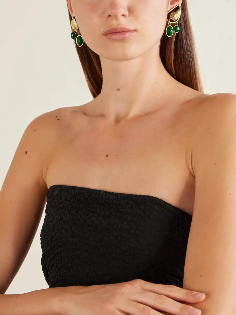 Sonia Petroff Leaf Enamel Gold-plated Earrings | Thumbnail 2 Sonia Petroff Leaf Enamel Gold-plated Earrings | Thumbnail 2