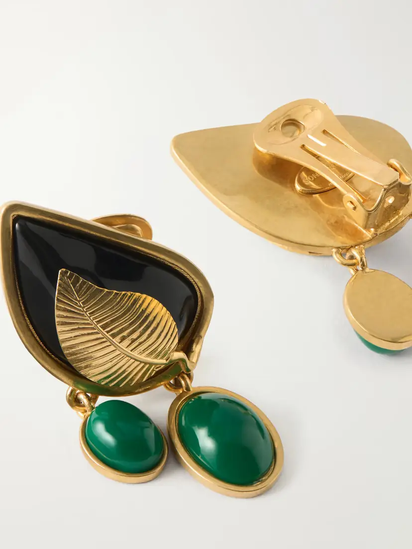 Sonia Petroff Leaf Enamel Gold-plated Earrings | Thumbnail 3 Sonia Petroff Leaf Enamel Gold-plated Earrings | Thumbnail 3
