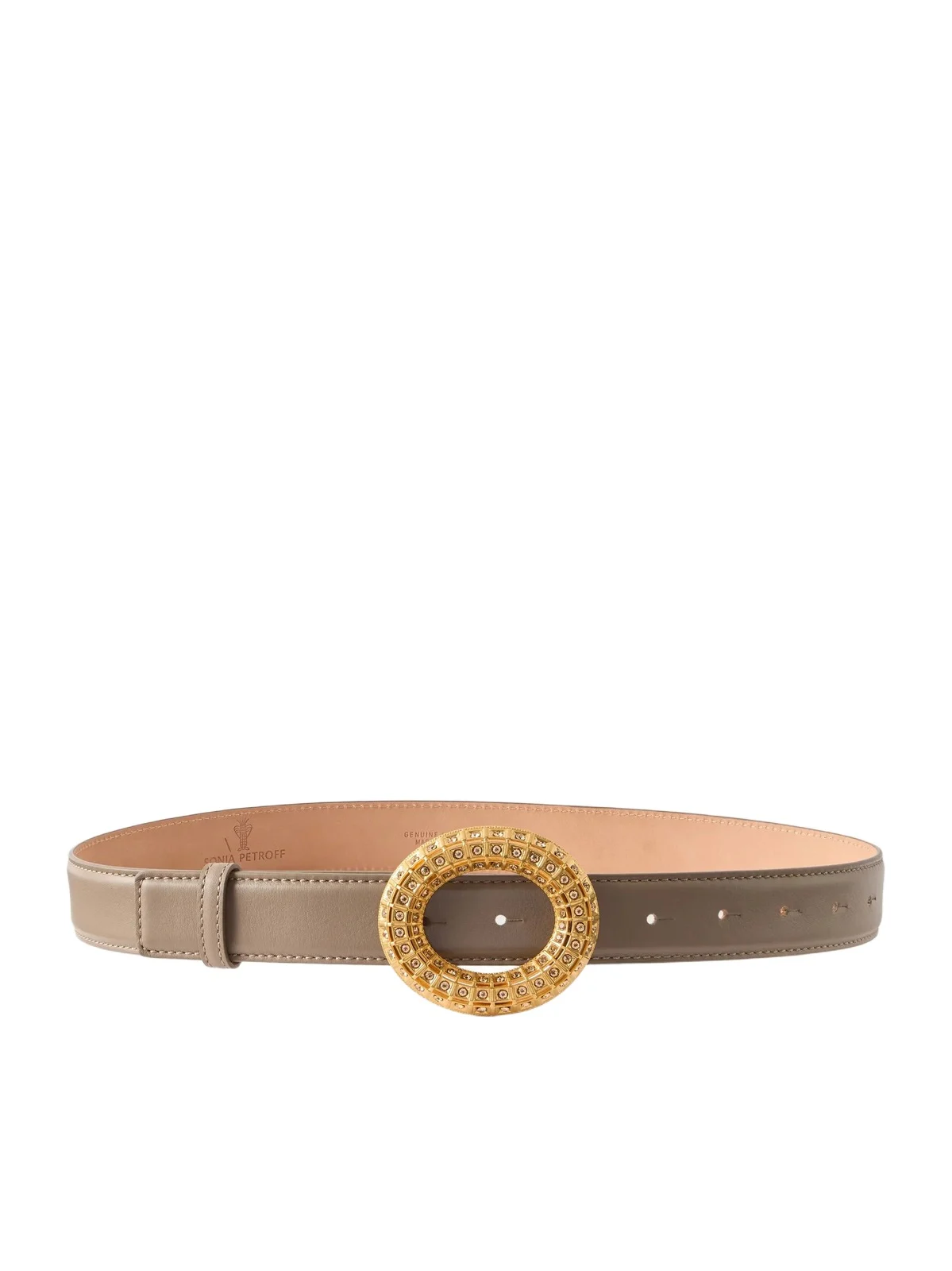 Sonia Petroff Lobster Vibe Gold-tone, Leather And Crystal Belt - Brown