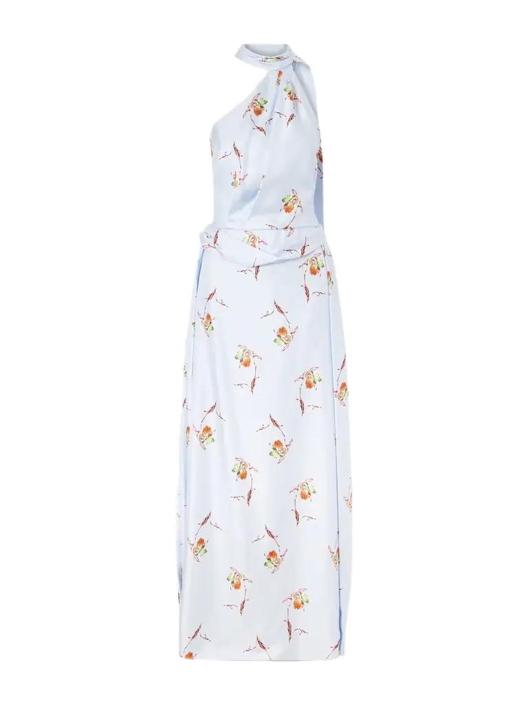 Emilia Wickstead Tie-detailed Pleated Floral-print Halterneck Silk-twill Gown | Image 1 Emilia Wickstead Tie-detailed Pleated Floral-print Halterneck Silk-twill Gown | Image 1
