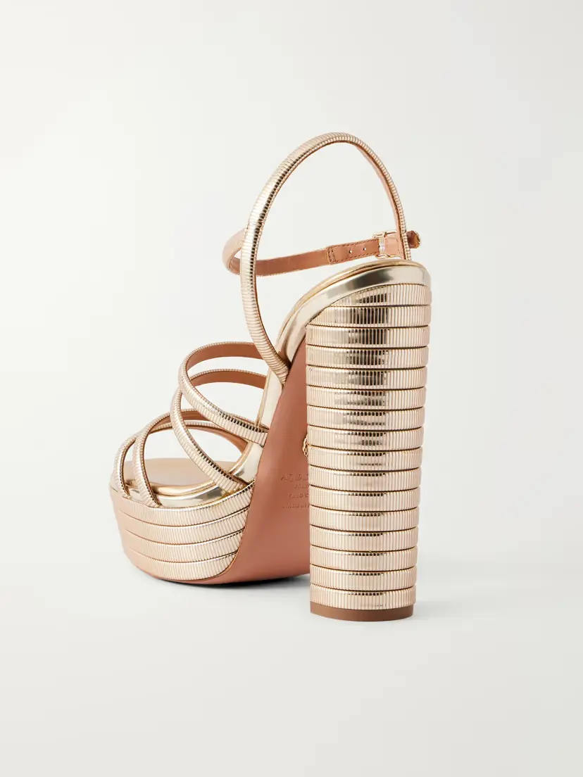 Aquazzura Heatwave 140 Metallic-leather Platform Sandals | Thumbnail 3