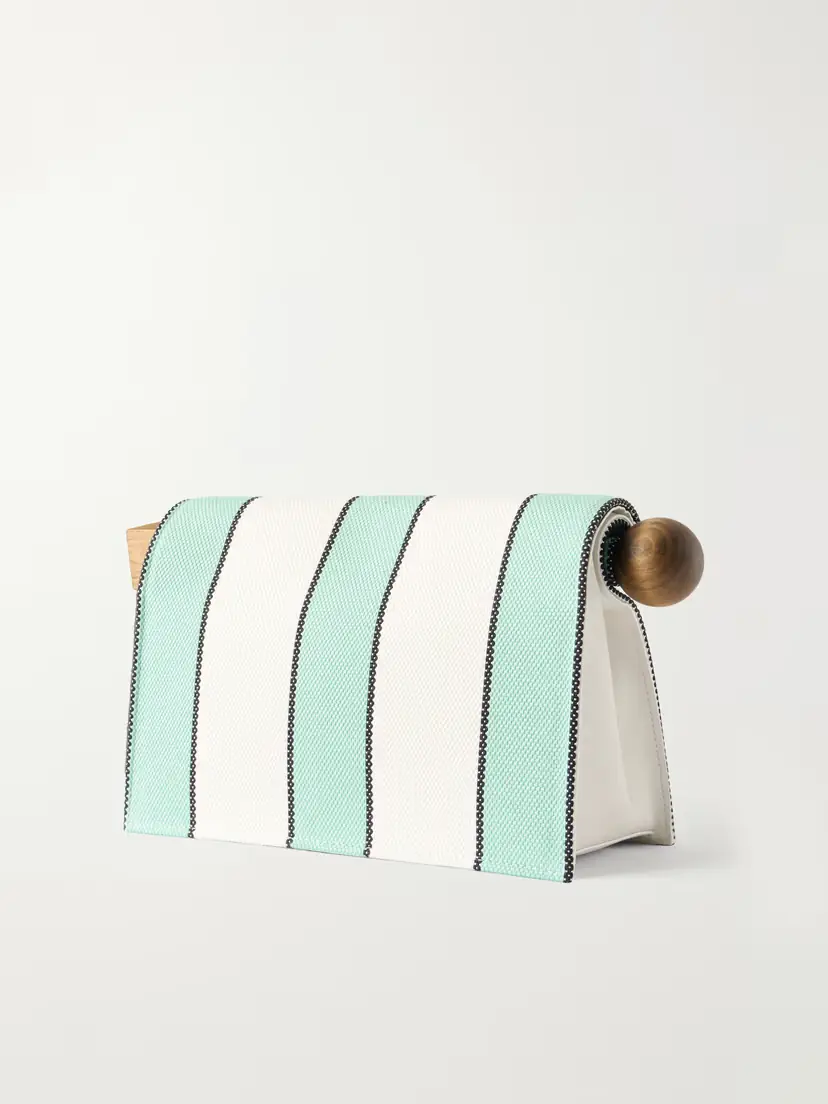 Jacquemus La Plage Leather-trimmed Striped Cotton Clutch | Thumbnail 4 Jacquemus La Plage Leather-trimmed Striped Cotton Clutch | Thumbnail 4