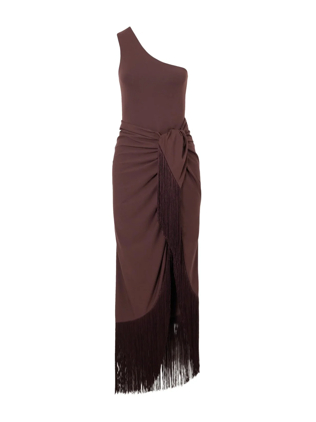 Rhodes One-shoulder Swimsuit And Fringed Pareo Set Rhodes One-shoulder Swimsuit And Fringed Pareo Set