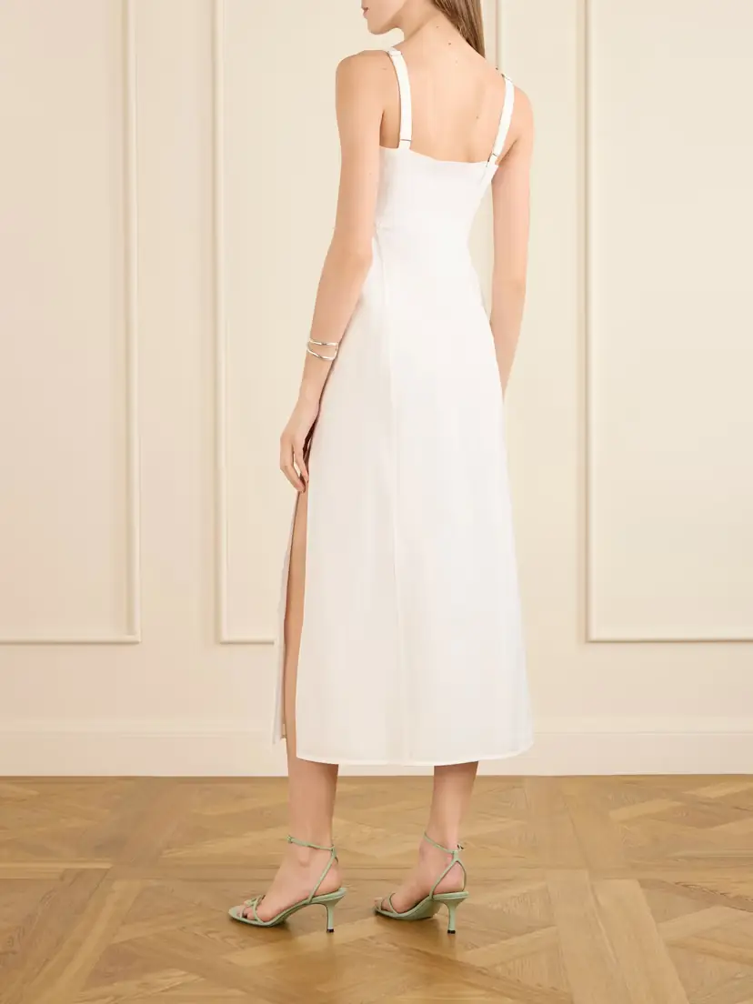Victoria Beckham Cami Paneled Organic Cotton-blend Midi Dress | Thumbnail 3 Victoria Beckham Cami Paneled Organic Cotton-blend Midi Dress | Thumbnail 3