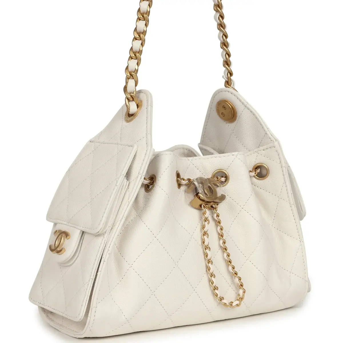 Chanel Chanel Mini 25 Hobo Bag White Caviar Antique Gold Hardware | Thumbnail 2 Chanel Chanel Mini 25 Hobo Bag White Caviar Antique Gold Hardware | Thumbnail 2