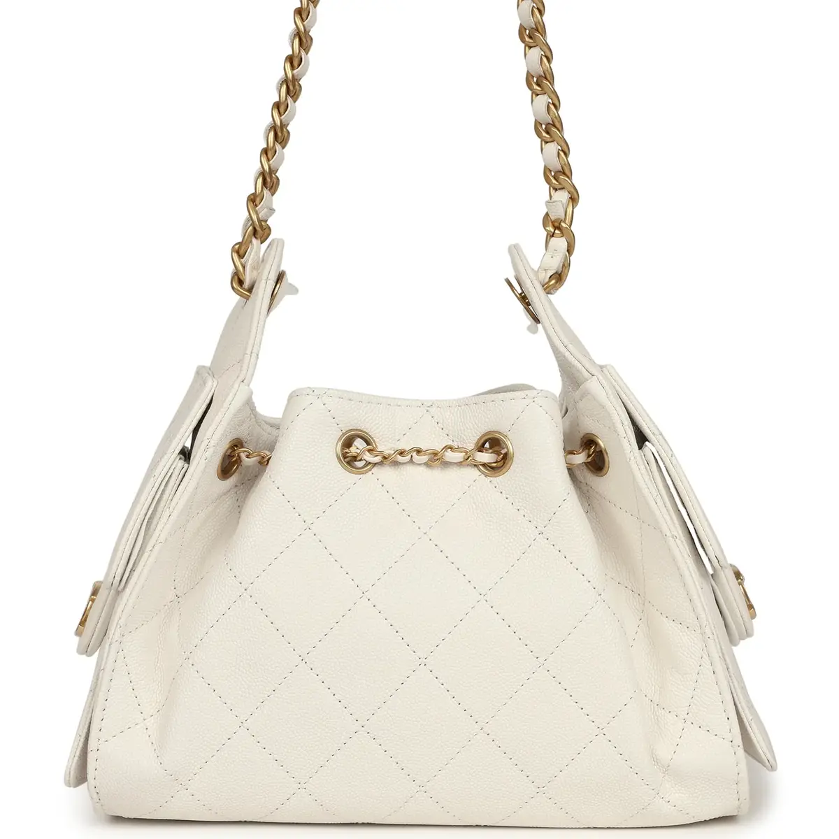 Chanel Chanel Mini 25 Hobo Bag White Caviar Antique Gold Hardware | Thumbnail 4 Chanel Chanel Mini 25 Hobo Bag White Caviar Antique Gold Hardware | Thumbnail 4