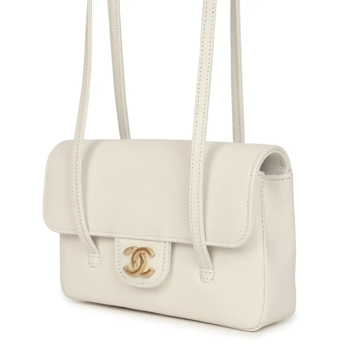 Chanel Chanel Mini Preppy Coco Clutch with Straps White Shiny Caviar Brushed Gold Hardware | Thumbnail 5 Chanel Chanel Mini Preppy Coco Clutch with Straps White Shiny Caviar Brushed Gold Hardware | Thumbnail 5
