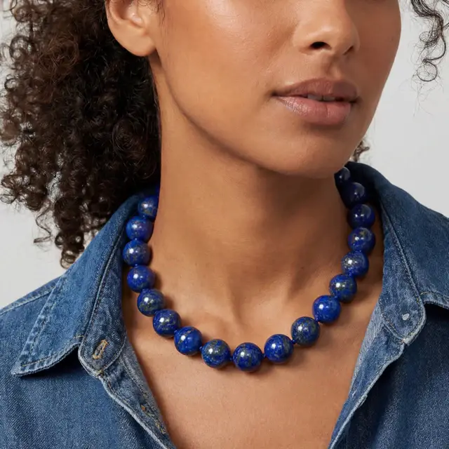Stephanie Gottlieb Kendall Large Lapis Beaded Necklace | Thumbnail 2