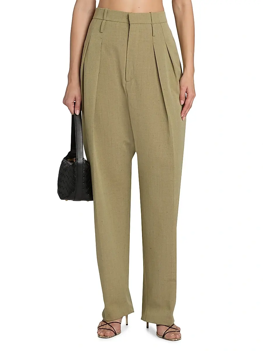 Bottega Veneta Women's Tapered Wool-Linen Blend Trousers | Thumbnail 3 Bottega Veneta Women's Tapered Wool-Linen Blend Trousers | Thumbnail 3
