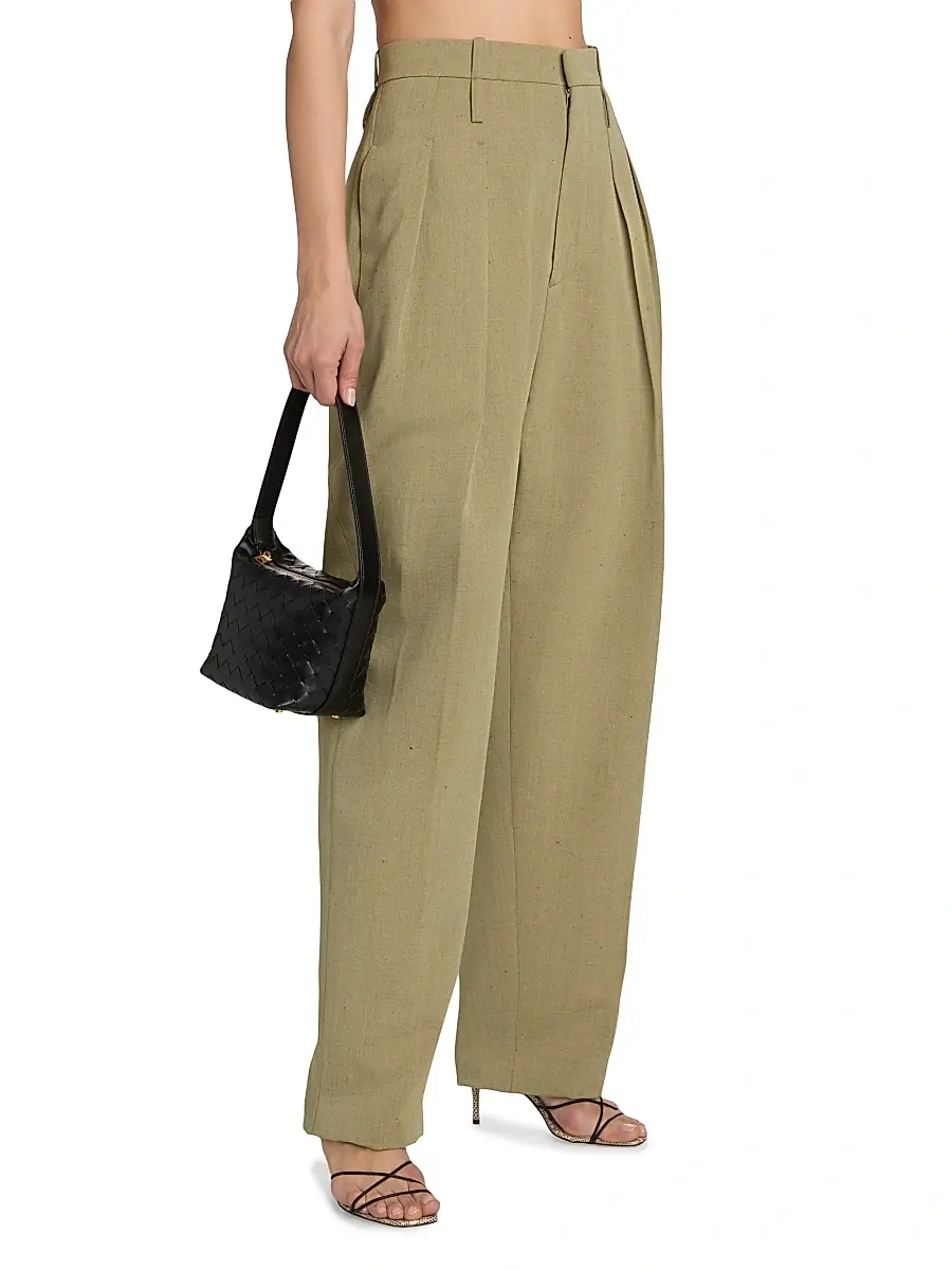 Bottega Veneta Women's Tapered Wool-Linen Blend Trousers | Thumbnail 4 Bottega Veneta Women's Tapered Wool-Linen Blend Trousers | Thumbnail 4