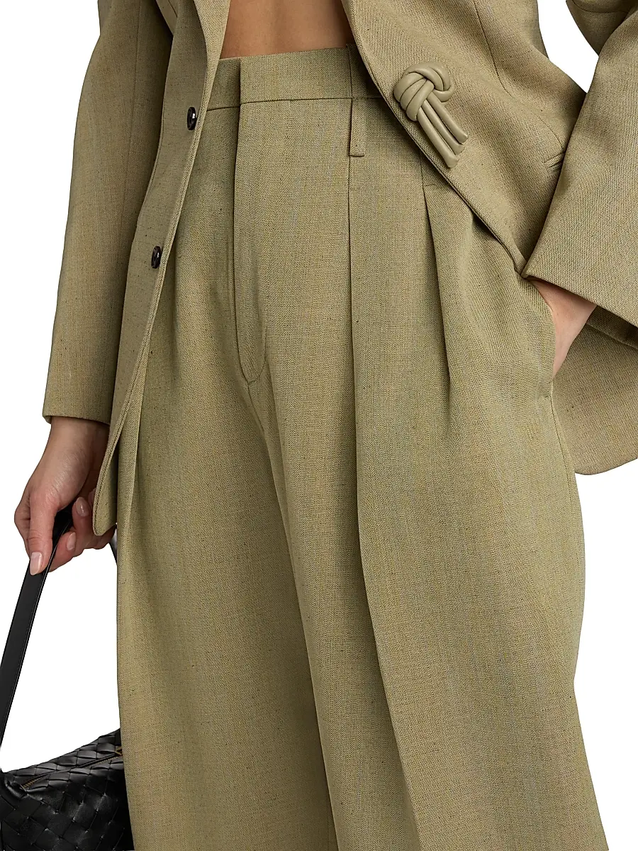 Bottega Veneta Women's Tapered Wool-Linen Blend Trousers | Thumbnail 6 Bottega Veneta Women's Tapered Wool-Linen Blend Trousers | Thumbnail 6