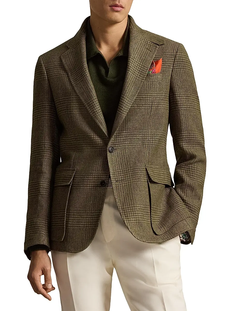 Polo Ralph Lauren Men's Glen Checked Linen-Blend Blazer | Thumbnail 3