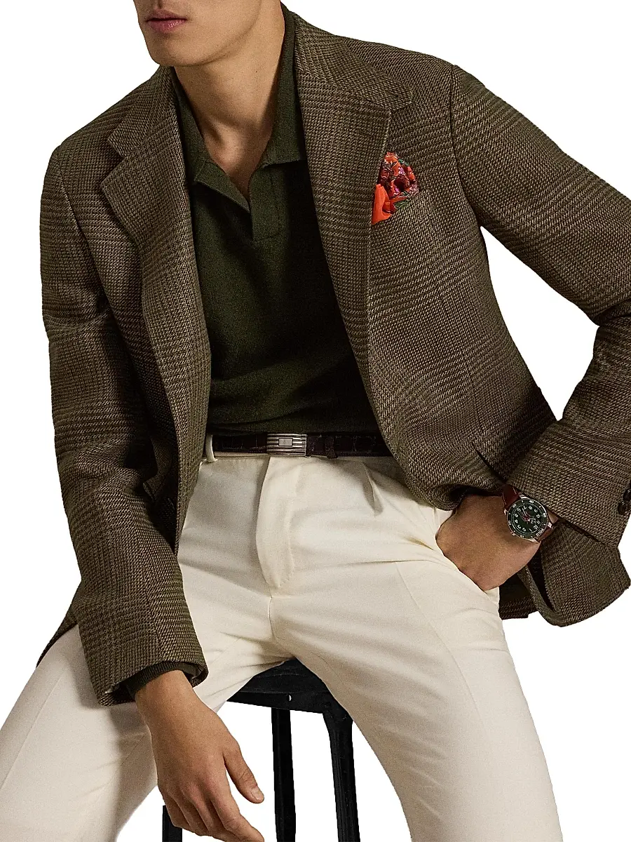 Polo Ralph Lauren Men's Glen Checked Linen-Blend Blazer | Thumbnail 5