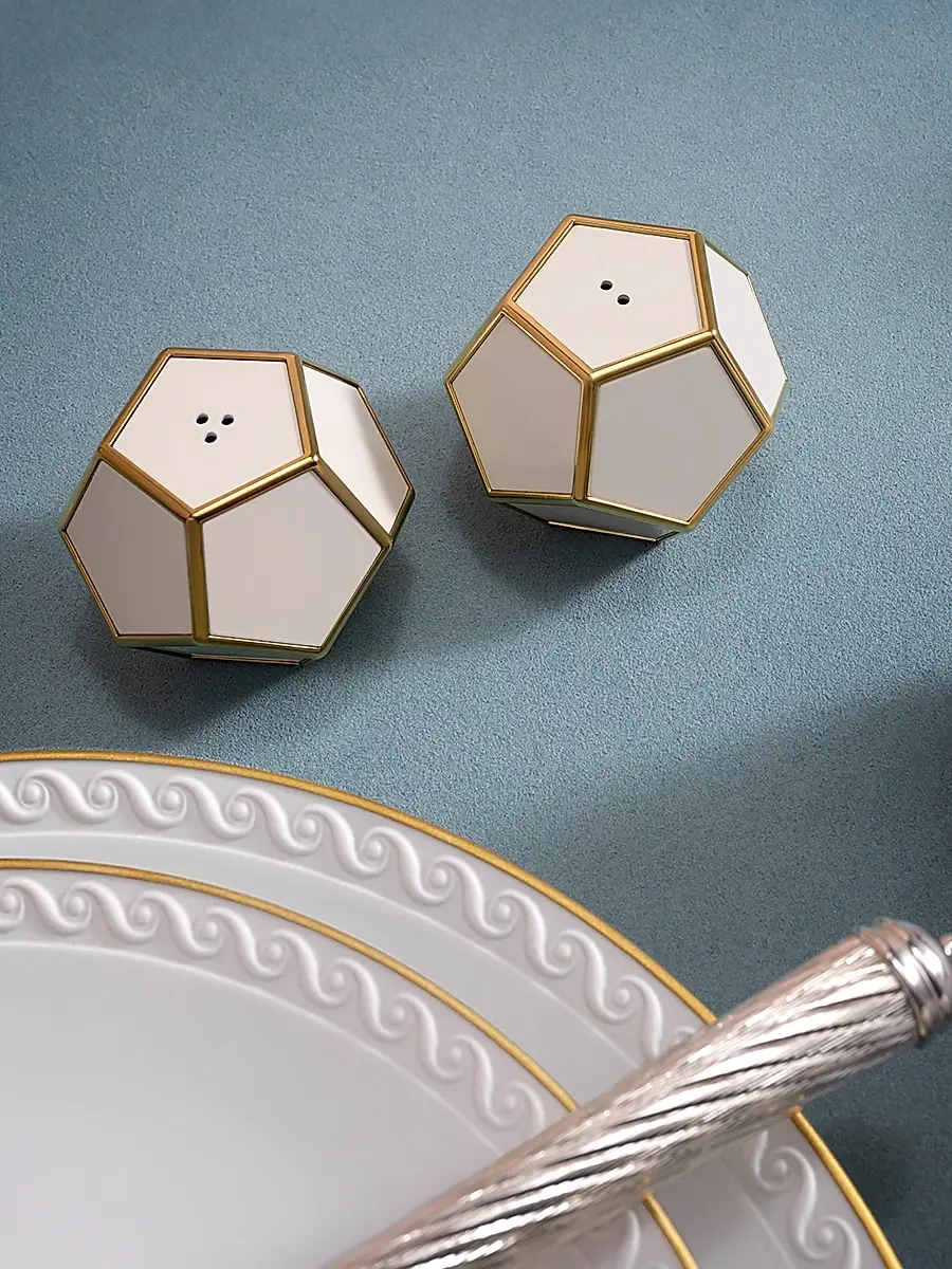 L'Objet Pentagon Spice Jewels 2-Piece Salt & Pepper Shakers - White Gold | Thumbnail 2