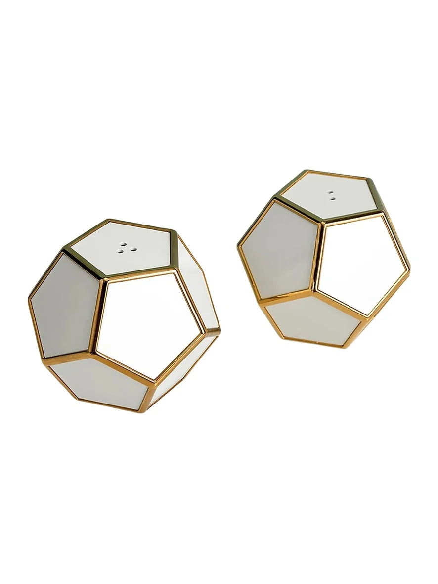 L'Objet Pentagon Spice Jewels 2-Piece Salt & Pepper Shakers - White Gold
