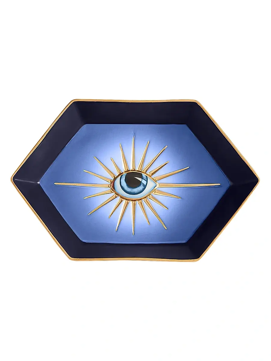 L'Objet Lito 24K Gold-Plated Porcelain Hexagon Tray