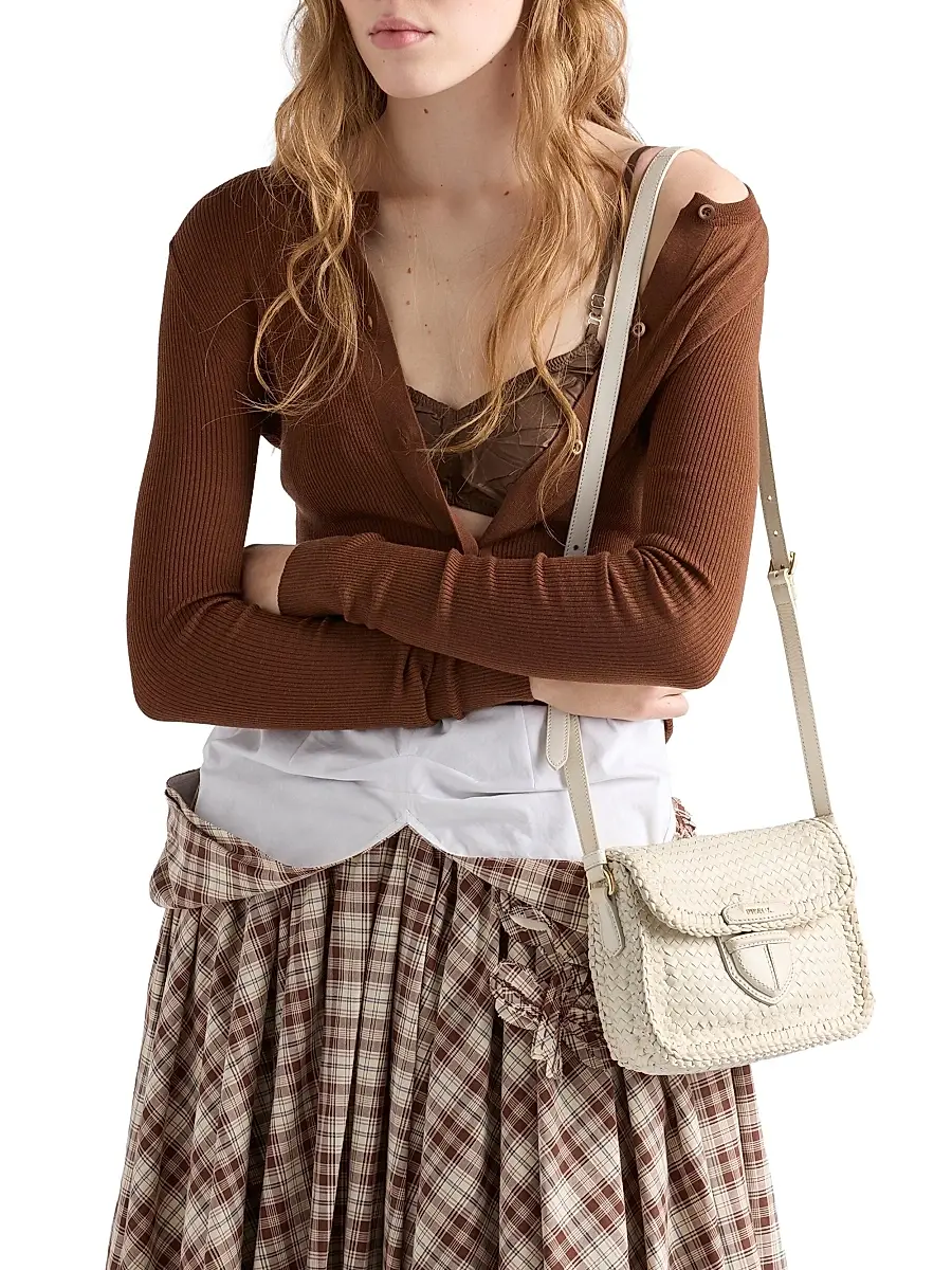 Prada Women's Woven Leather Mini Shoulder Bag | Thumbnail 2