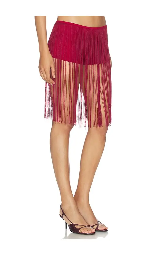1XBLUE Long Fringe Hot Pants Red | Thumbnail 2
