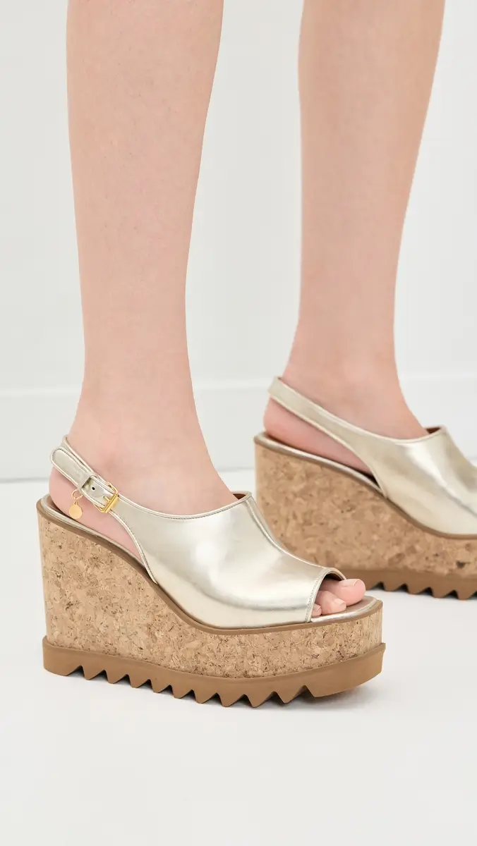 Stella McCartney Sneakelyse Metallic Slingback Sandals 120mm Pale Gold 38 | Thumbnail 3 Stella McCartney Sneakelyse Metallic Slingback Sandals 120mm Pale Gold 38 | Thumbnail 3