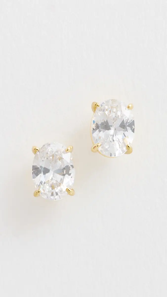 Shashi Oval Studs Gold One Size | Thumbnail 2