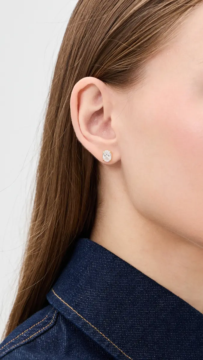 Shashi Oval Studs Gold One Size | Thumbnail 3