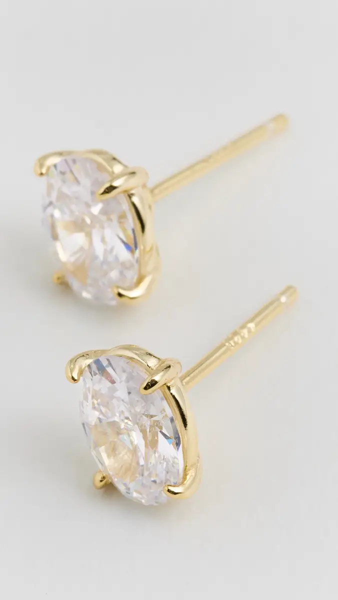 Shashi Oval Studs Gold One Size | Thumbnail 4