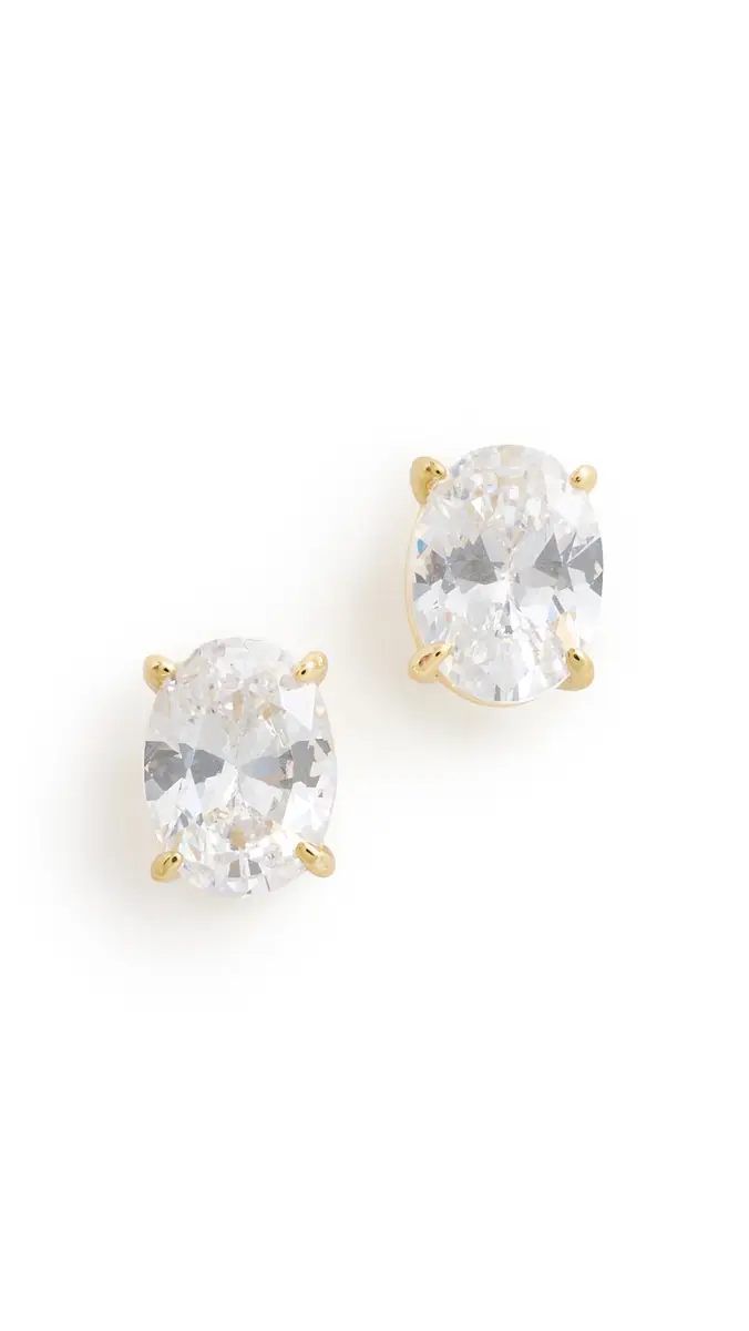 Shashi Oval Studs Gold One Size | Thumbnail 5