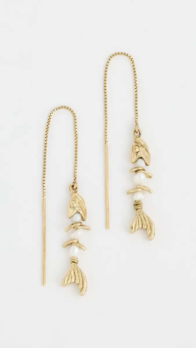 ALÉMAIS Calypso Pearl Fish Chain Earrings Multi One Size | Thumbnail 2