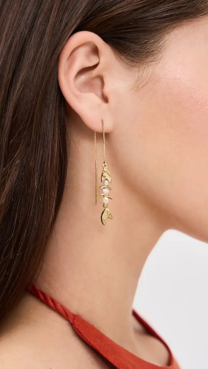 ALÉMAIS Calypso Pearl Fish Chain Earrings Multi One Size | Thumbnail 3