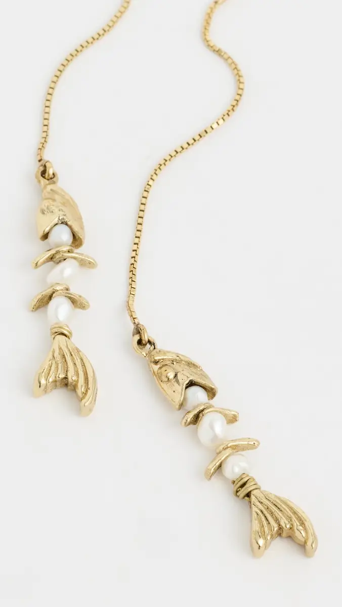 ALÉMAIS Calypso Pearl Fish Chain Earrings Multi One Size | Thumbnail 4