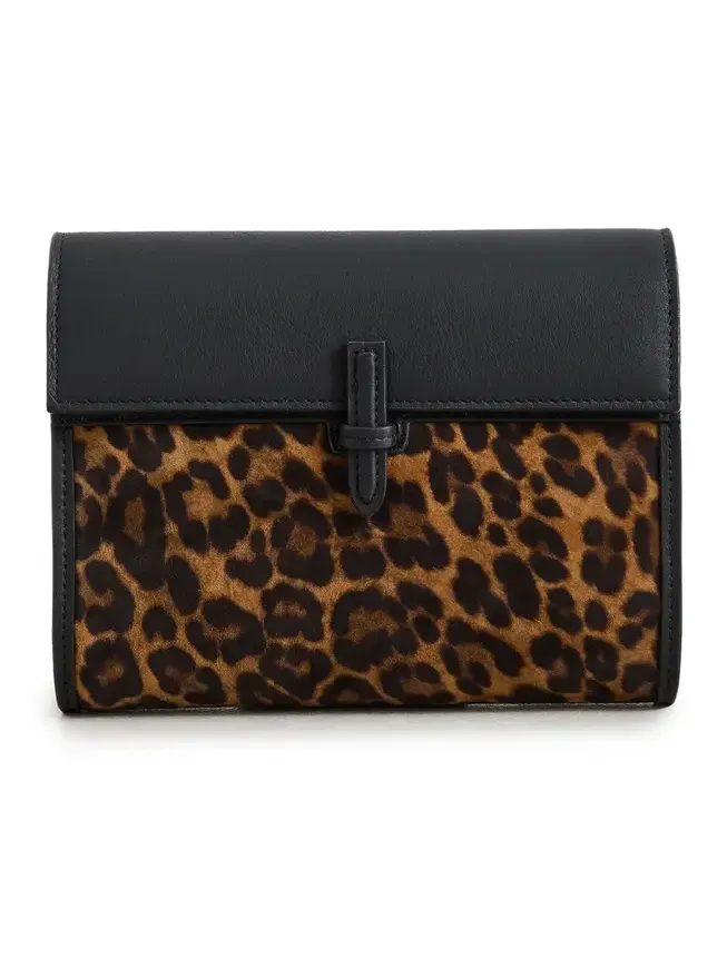 Small Soft Clutch in Suede Leopard/Black