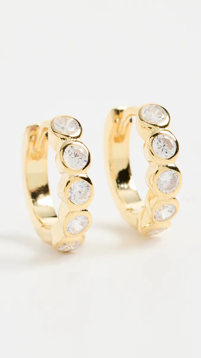 By Adina Eden Bezel Huggie Hoop Earrings | Thumbnail 2