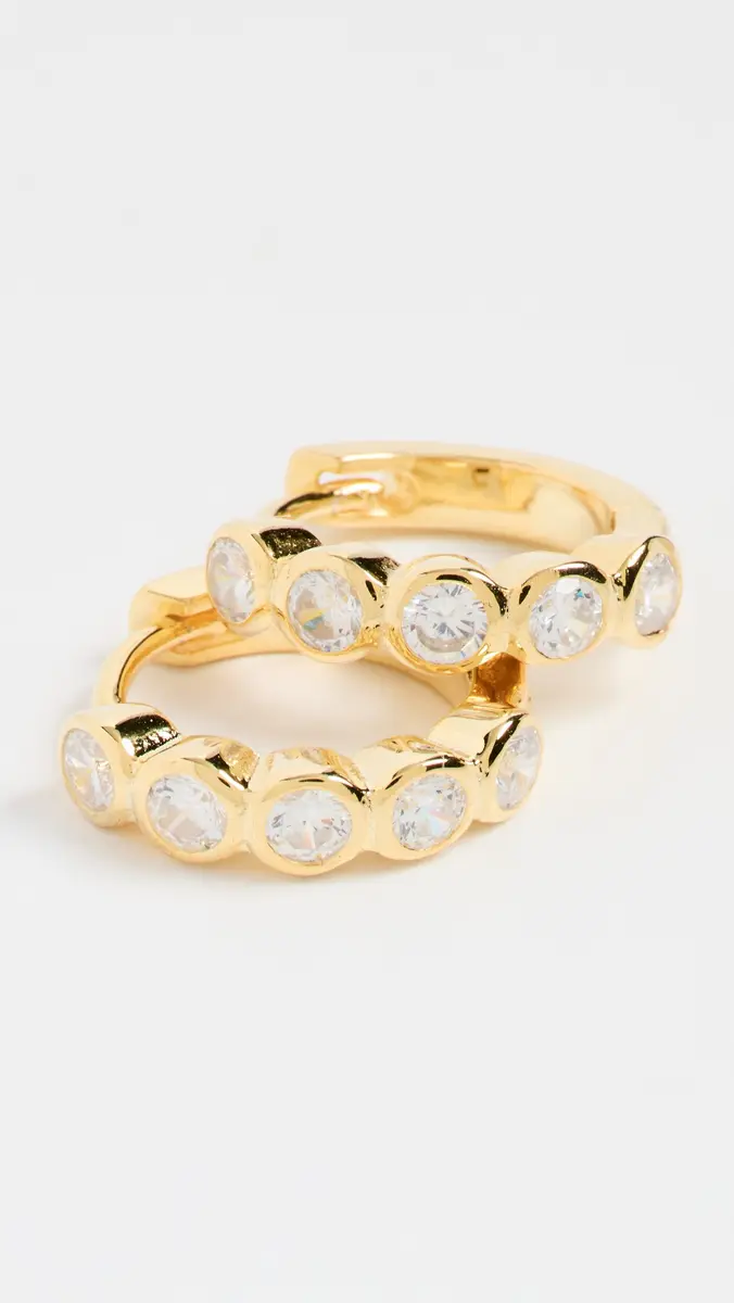 By Adina Eden Bezel Huggie Hoop Earrings | Thumbnail 4