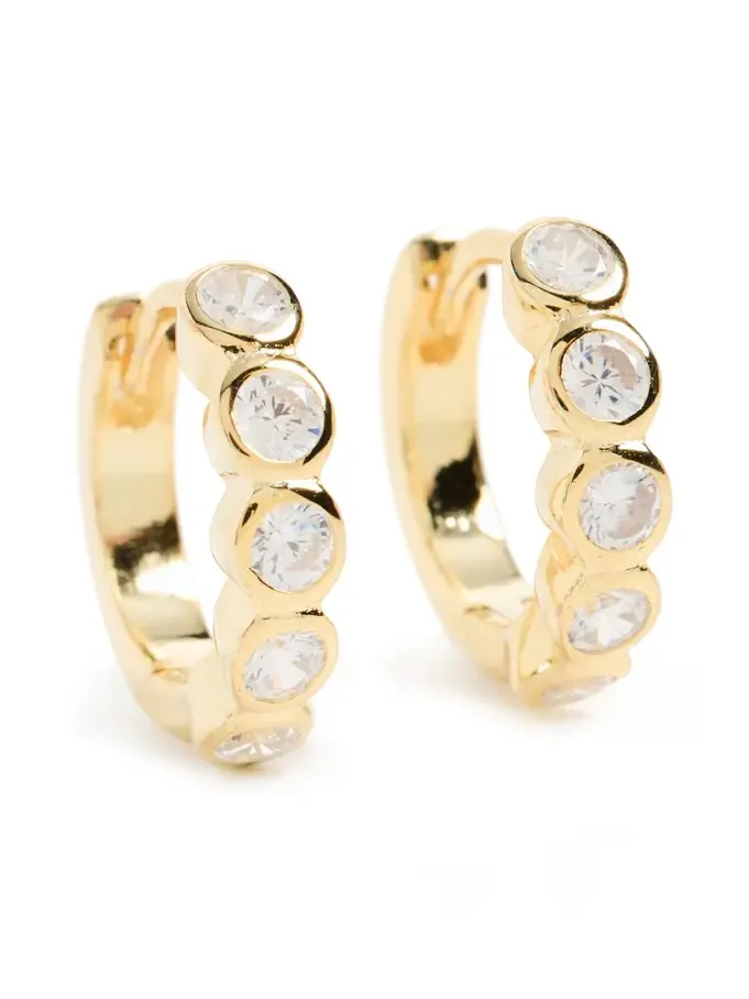 Bezel Huggie Hoop Earrings Bezel Huggie Hoop Earrings