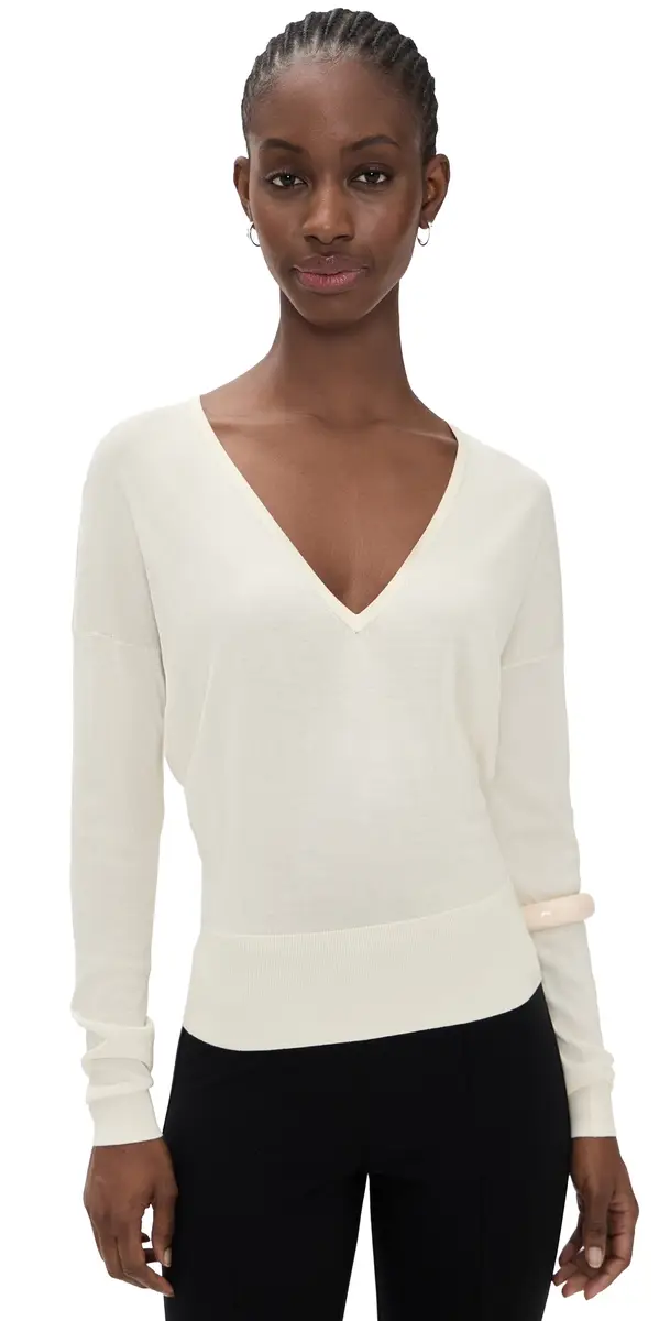 RENGGLI Silk Cashmere V Neck Sweater Flat White | Image 1 RENGGLI Silk Cashmere V Neck Sweater Flat White | Image 1
