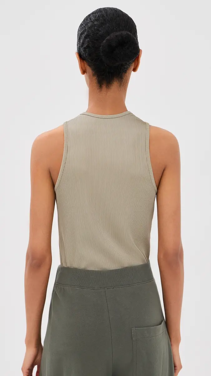 Tibi Stretch Viscose Ribbed Tank Top Taupe | Thumbnail 3
