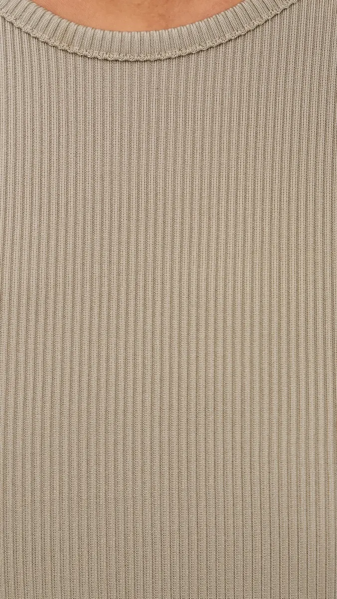 Tibi Stretch Viscose Ribbed Tank Top Taupe | Thumbnail 6