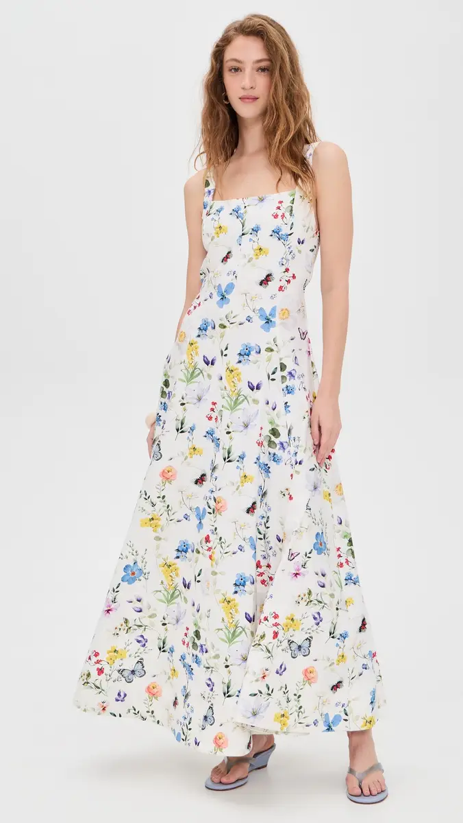 ALICE + OLIVIA Polly Seamed Maxi Dress Twisting Vines Off White | Thumbnail 2 ALICE + OLIVIA Polly Seamed Maxi Dress Twisting Vines Off White | Thumbnail 2