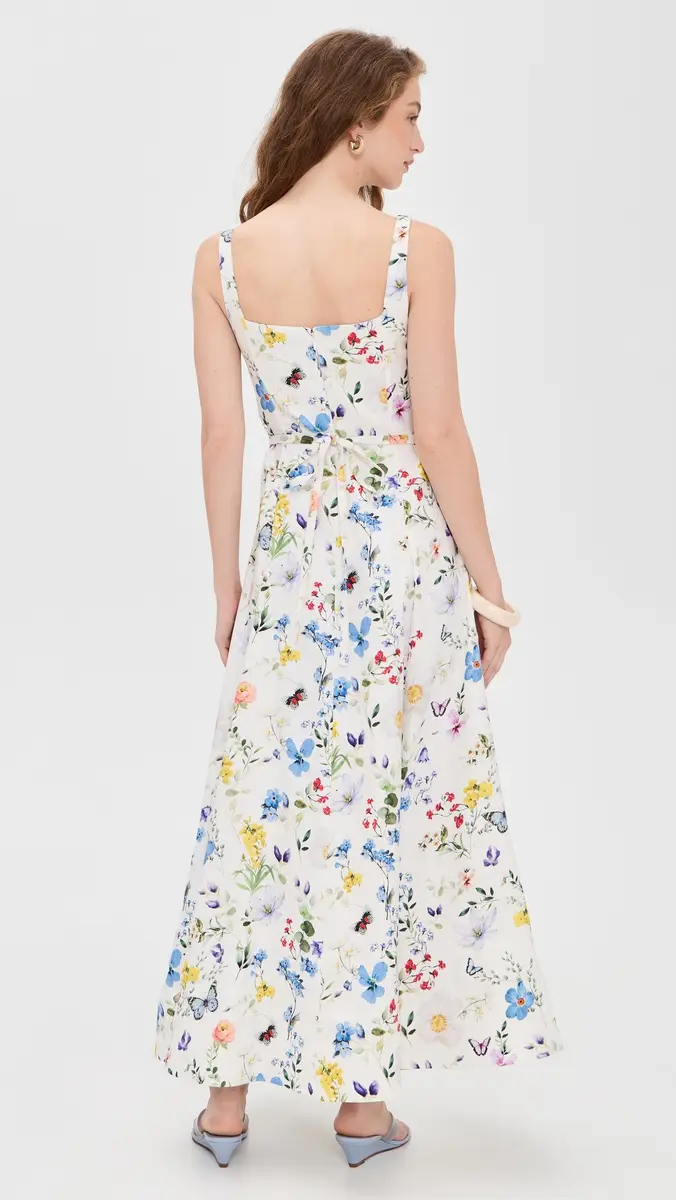 ALICE + OLIVIA Polly Seamed Maxi Dress Twisting Vines Off White | Thumbnail 3 ALICE + OLIVIA Polly Seamed Maxi Dress Twisting Vines Off White | Thumbnail 3