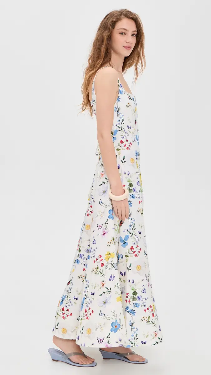 ALICE + OLIVIA Polly Seamed Maxi Dress Twisting Vines Off White | Thumbnail 4 ALICE + OLIVIA Polly Seamed Maxi Dress Twisting Vines Off White | Thumbnail 4