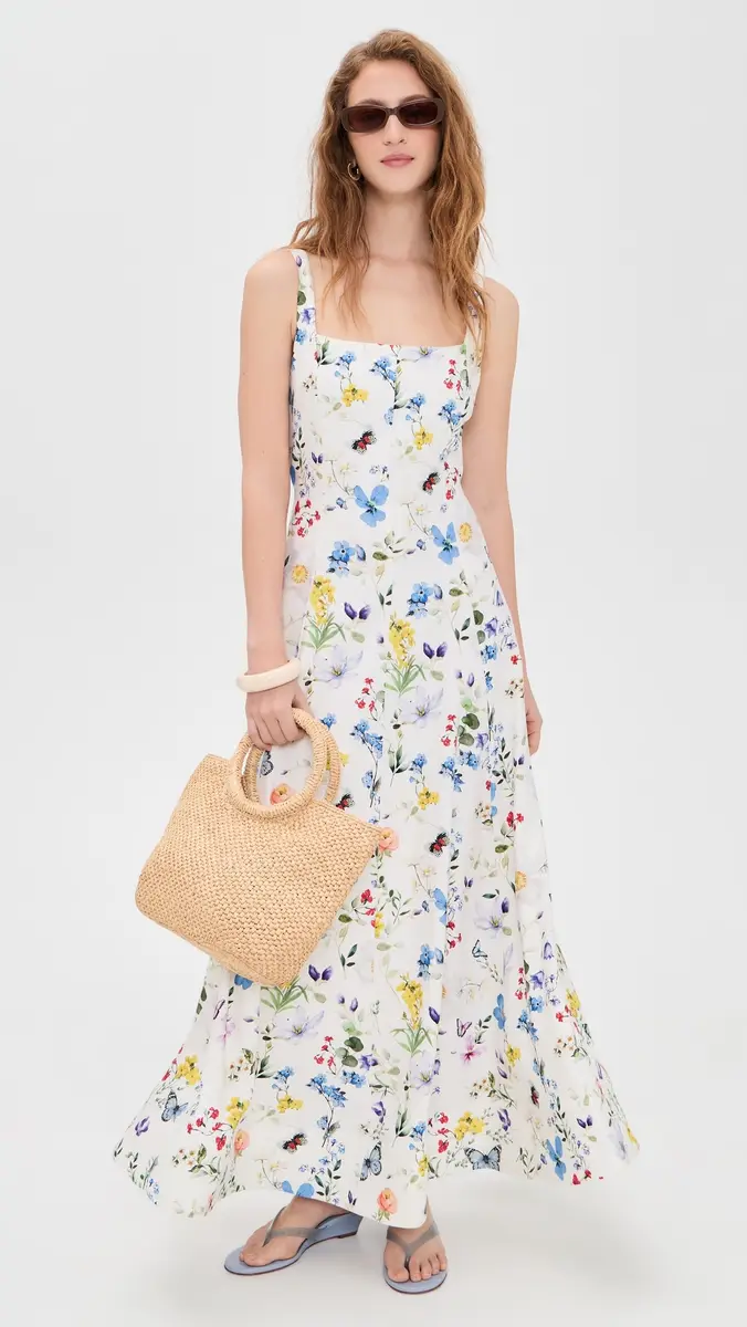 ALICE + OLIVIA Polly Seamed Maxi Dress Twisting Vines Off White | Thumbnail 5 ALICE + OLIVIA Polly Seamed Maxi Dress Twisting Vines Off White | Thumbnail 5