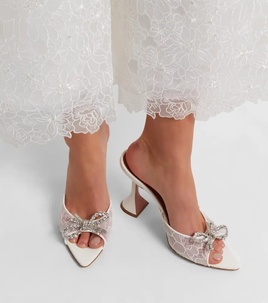 Amina Muaddi Rosie embellished lace mules | Thumbnail 6