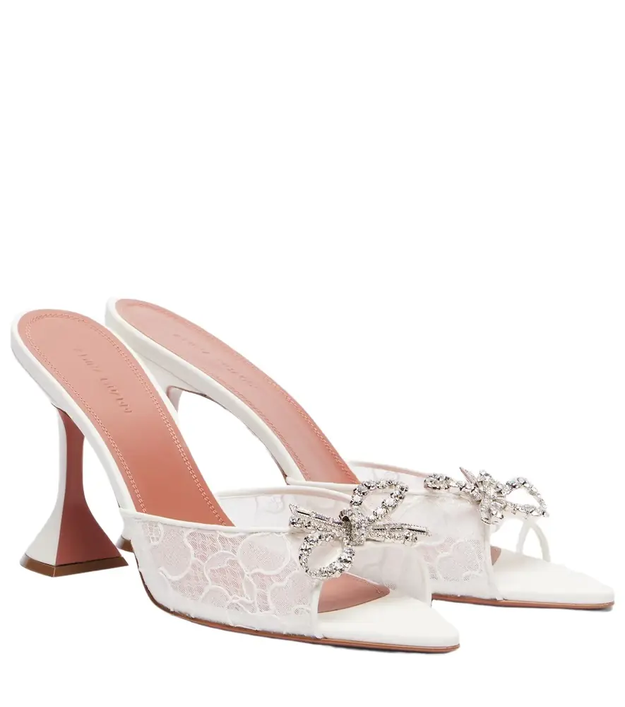 Amina Muaddi Rosie embellished lace mules | Image 1 Amina Muaddi Rosie embellished lace mules | Image 1