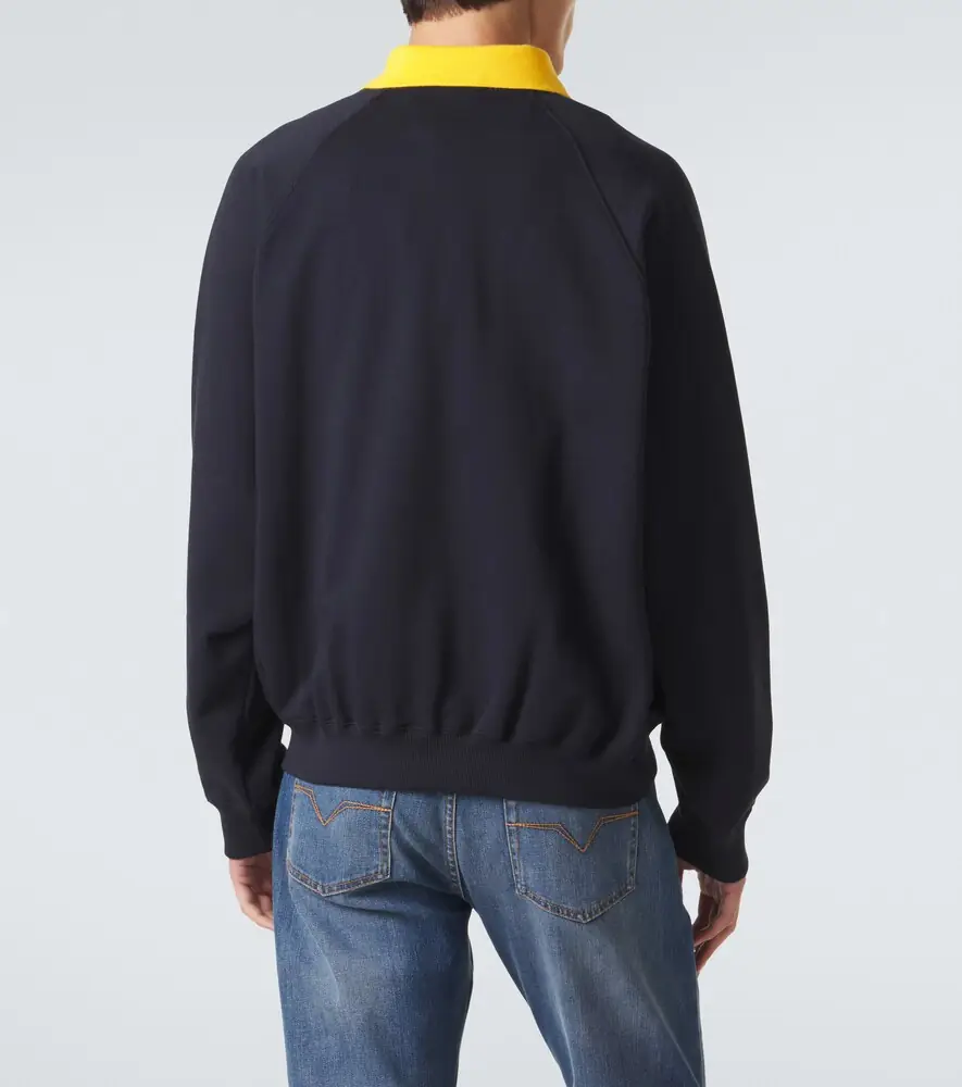Versace Embroidered cotton jersey polo sweatshirt | Thumbnail 3